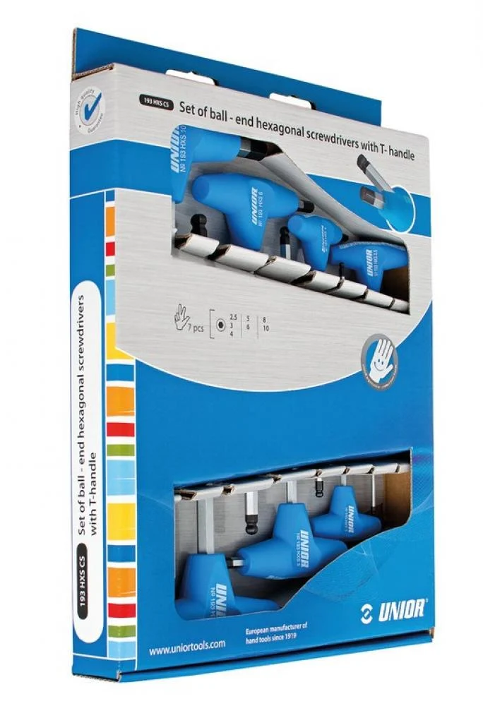 Unior 7-teiliges T-Griff Innensechskantschlüssel-Set mit Kugelkopf (2,5-10 mm)  Hochwertiges Werkzeug für präzises Arbeiten