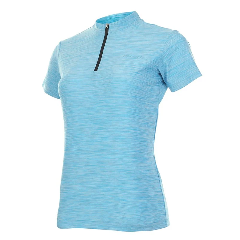 CHIBA Lady Melange Shirt - Radtrikot, türkis, 3XL, atmungsaktiv, 3 Rückentaschen