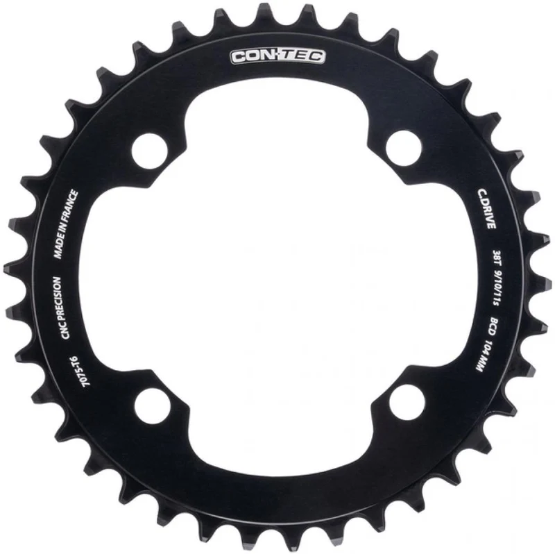 CONTEC Kettenblatt "C.Drive B"n4-Arm, 104mm Lochkreis, 9-/10-/11-fach, 3/32", Narrow-Wide (NW) Zahnprofil, Aluminium 7075, schwarznSB-verpackt, passend für Bosch Antrieb Gen.1, Gen.3 und Gen.4, 38 Zähne