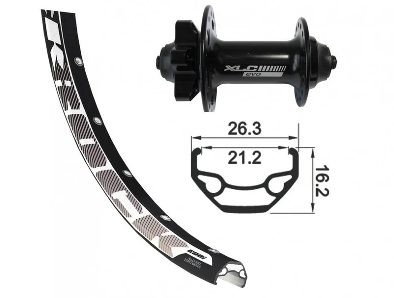XLC Vorderrad 26x1.9 FW-A06 6-Loch schwarz Schnellspanner 32-Loch