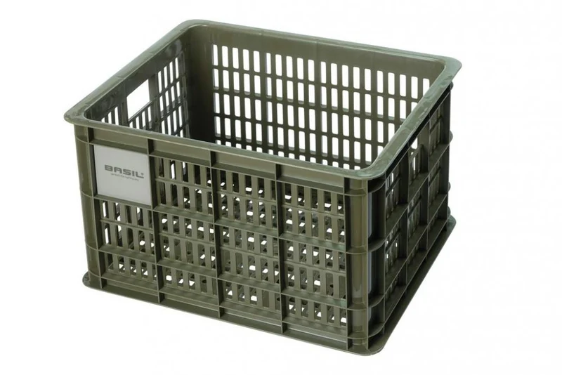 Basil Fahrradkiste M 29,5L Grün  Nachhaltige Kunststoffkiste für Damen- und Herrenfahrräder, 45x35x25 cm