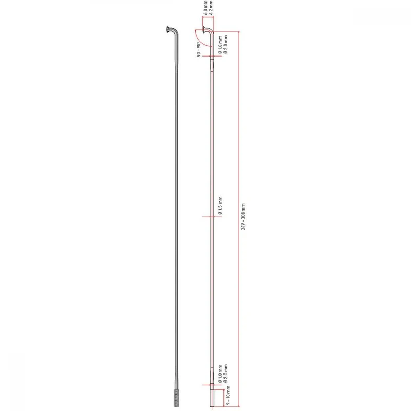 DT Swiss Speiche Revolution 2.0/1.5 VE100 292 mm schwarz - ultraleichte Qualitäts-Speichen