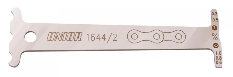 Unior Kettenverschleißlehre Standard 1644/2  Präzisionsstahl, misst 10 Kettenglieder, kompatibel mit 5- bis 12-fach Ketten