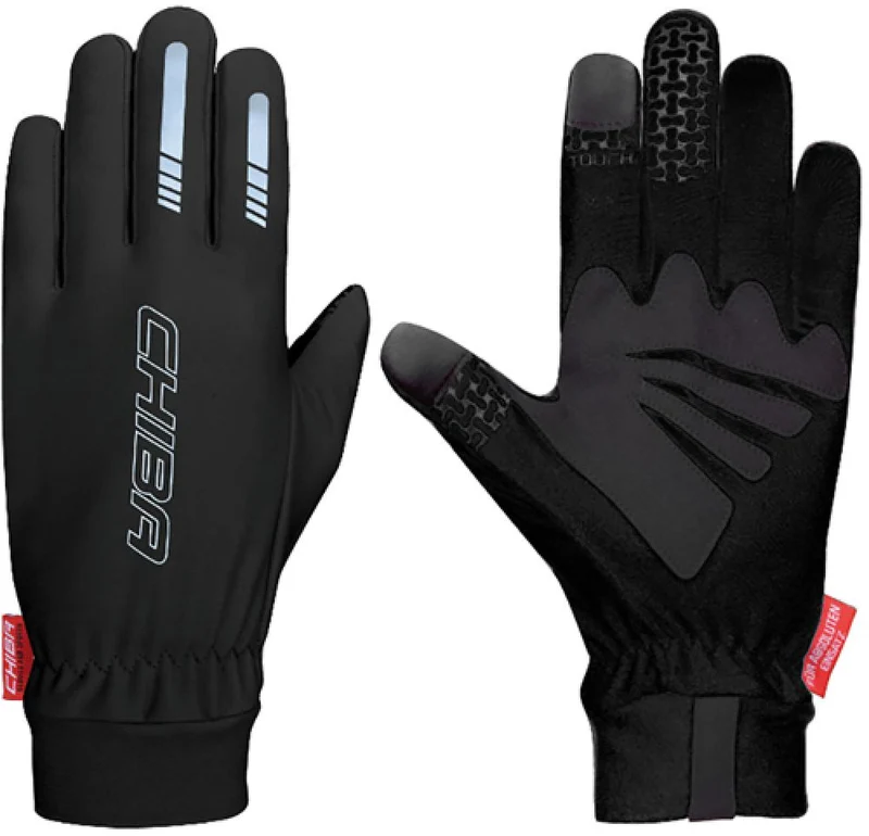 CHIBA Thermofleece - Fahrradhandschuhe schwarz L, atmungsaktiv mit Touchfinger