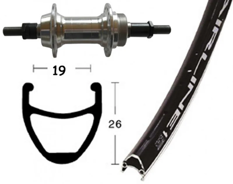Bike-Parts Laufrad Hinterrad 26x1.75 Zoll Alunabe silber Festachse 36-Loch Rodi Airline 1 schwarz Nirosta-Speichen