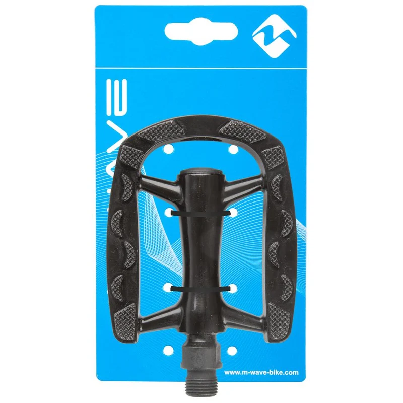 M-WAVE Steady-A7 Pedale 1 Paar schwarz - Aluminiumkörper, Boron-Achse 9/16", 386 g, gedichtete Kugellager, Trittfläche 97x81 mm konkav, Antirutschauflage, Reflektoren, StVZO zugelassen
