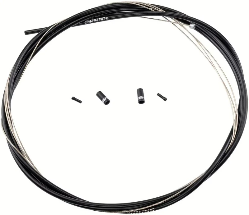 SRAM Brems- & Schaltzug Set Schaltzug-Set "SlickWire"nRenn und MTB - bestehend aus: Außenhülle 2000mm (4mm Nylon umflochten) 1x Innenzug 2300mm (1 2mm Edelstahl beschichtet) 2x Anschlaghülsen 2x Endhülsen schwarz