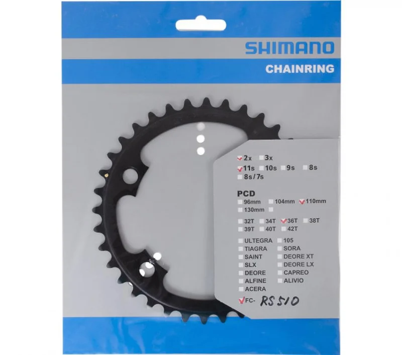 SHIMANO Kettenblatt FC-RS510 36 Zähne Schwarz - präziser Antrieb für Rennräder