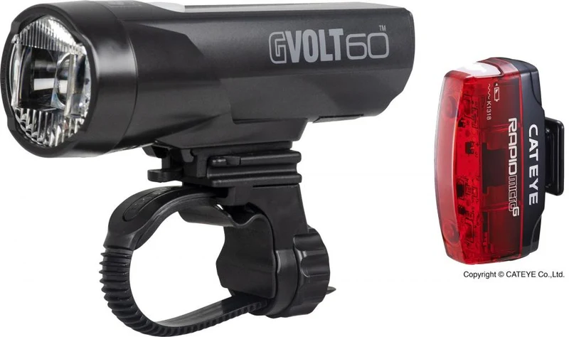 CatEye GVolt 60 + Rapid Micro G Fahrrad-Beleuchtungsset StVZO USB