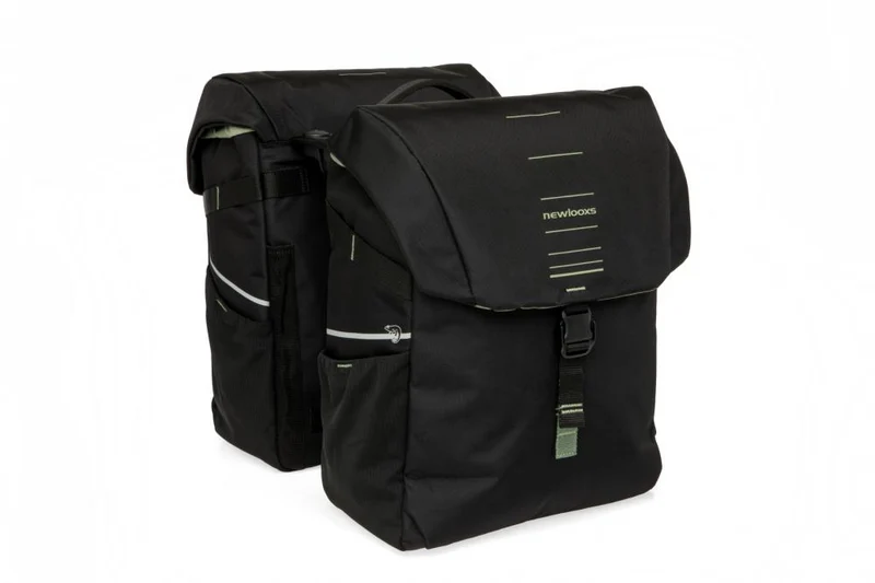New Looxs Doppelpacktasche Vigo Double RT 2 2×18 l Black Green - geräumige Snapit 2.0 Gepäckträgertasche