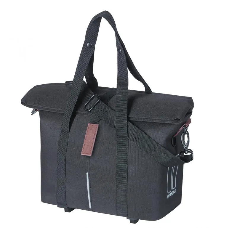 Basil Adapterplatte City MIK 2.0-KF-Hook Einzeltasche 11 Liter - wasserabweisende Fahrrad-Handtasche mit MIK- & Klickfix-Adapterplatte - Reflektor 19x30 5x26 5 cm - Fahrradhandtasche