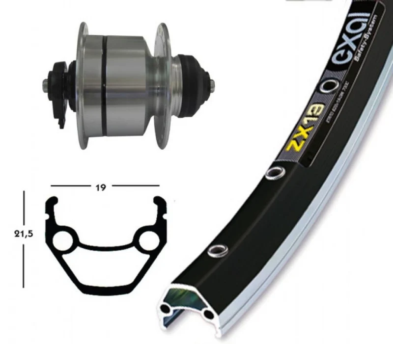 Bike-Parts Vorderrad 28x1.75 Zoll DH-3D72 Centerlock silber Schnellspanner 36-Loch Exal ZX 19 schwarz|silber Nirosta-Speichen