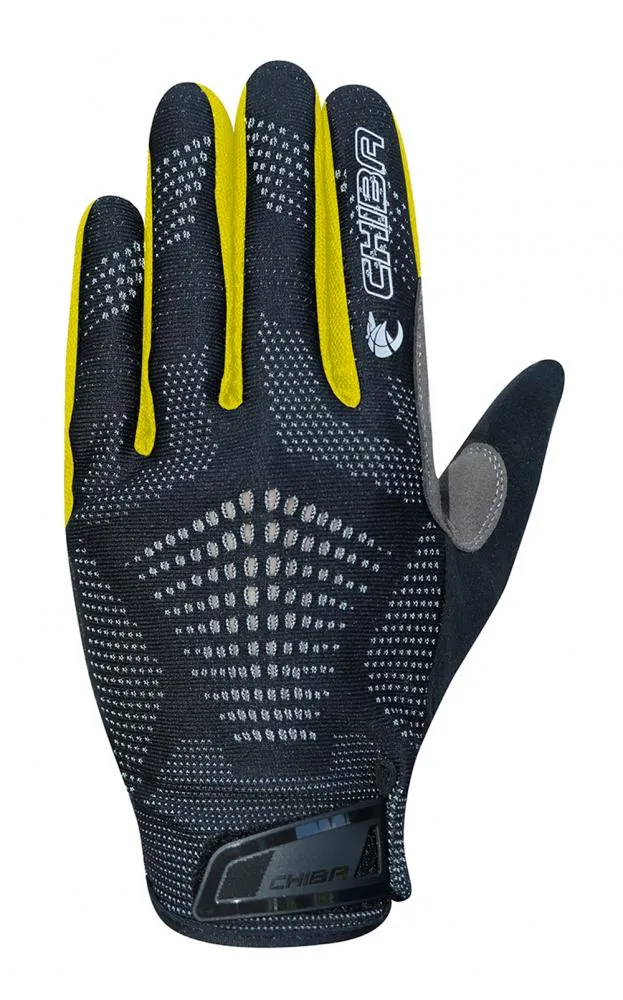 CHIBA Gel Performer - Radhandschuhe schwarz/neongelb, L, Gelpolster & Touchfunktion