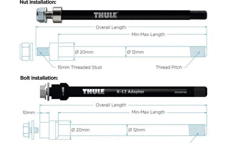 Thule Achsadapter Maxle Trek M12x1,75 209mm Befestigung-Mutter