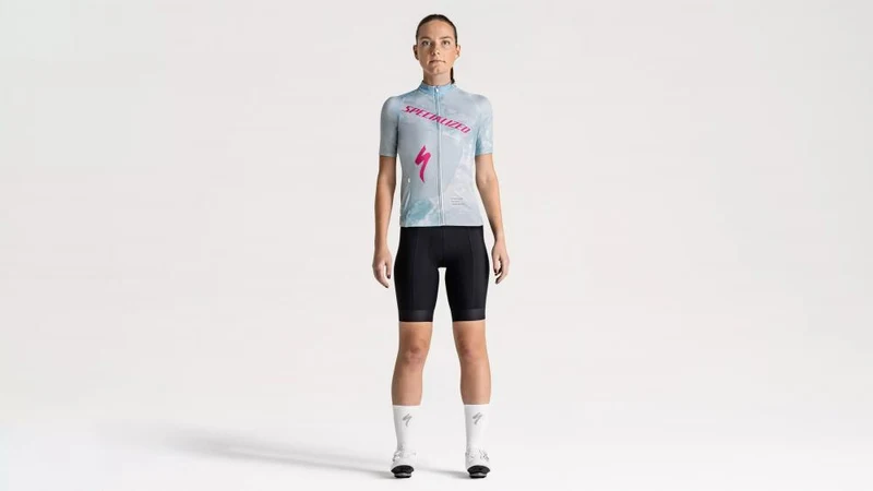 FOUNDATION Graphic Jersey Damen Kurzarm - Sea/Rblpnk Focal - Größe XL - Radtrikot kurzarm